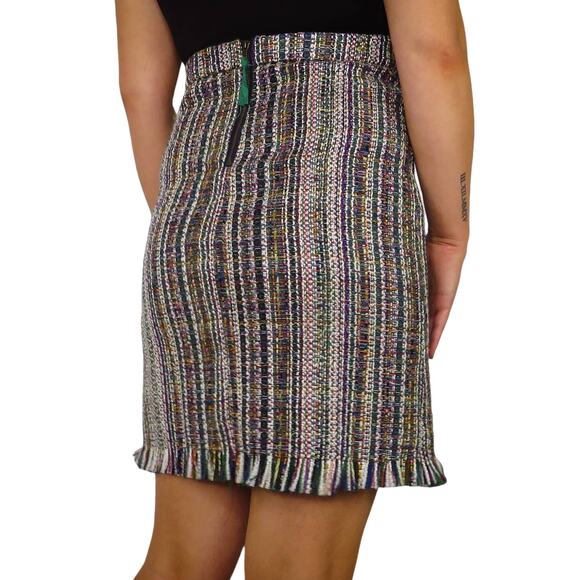 Anthropologie Tweed Multi-Color Fringe Skirt Size 4 Modern Royalty Preppy - Picture 5 of 5